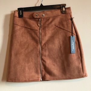 CAMEL FAUX SUEDE MINI SKIRT NWT